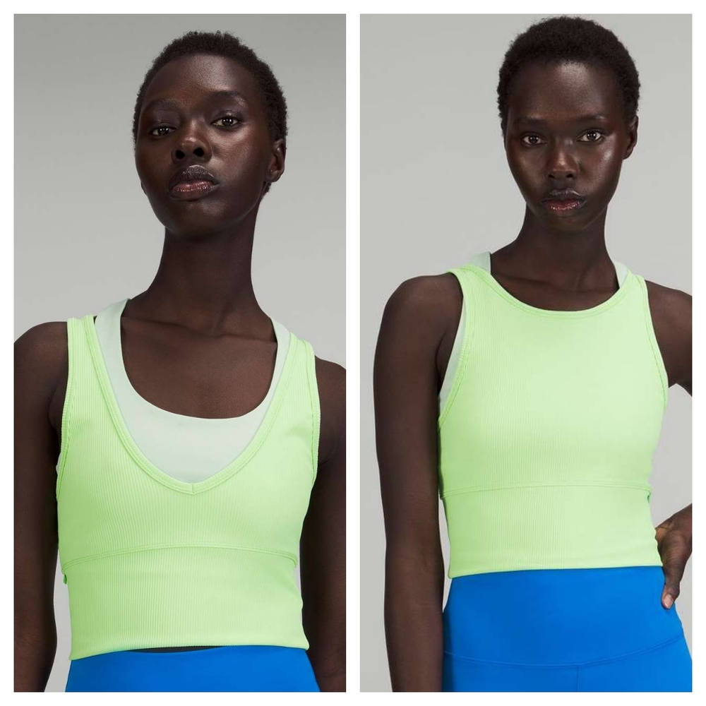 Lululemon Power Pivot Tank Ribbed in Scream Green Light